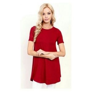 Round Hem Tunic Top Burgundy Large